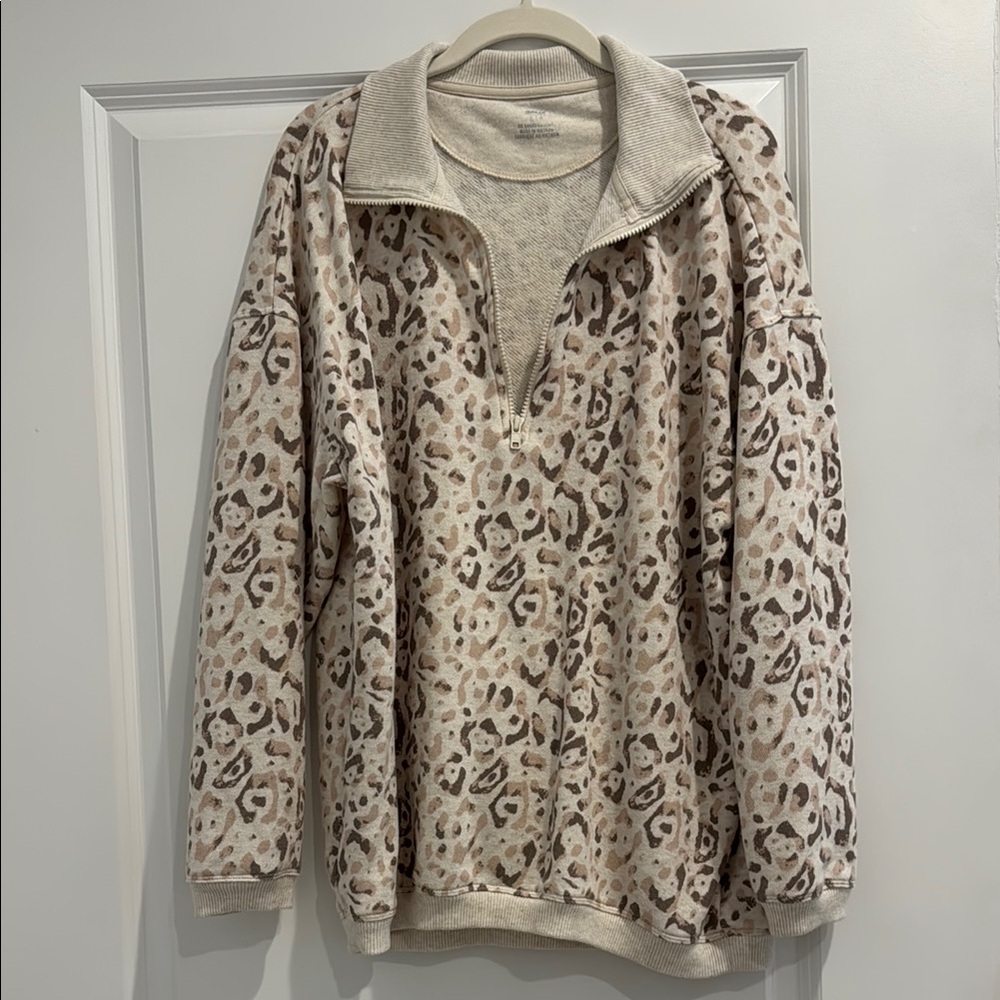 Aerie leopard quarter zip